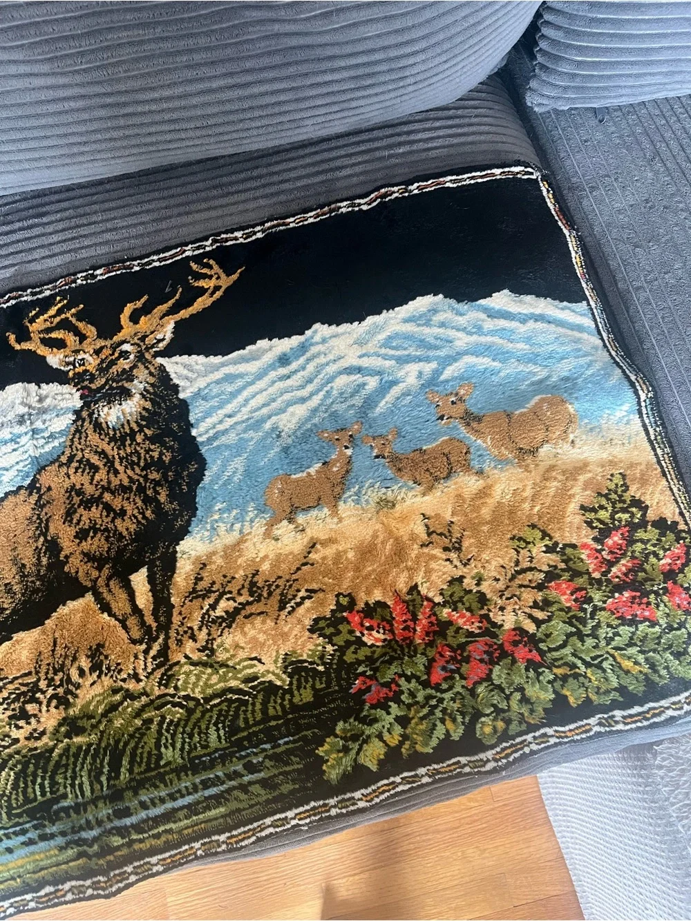 Scenic Deer Tapestry Throw Blanket - Multicolor Nature Scene